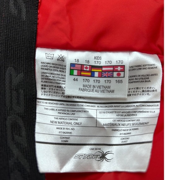 Spyder Kids Size 18 Puffer Jacket Black Gray Full Zip‎ Hooded Winter Coat - Picture 11 of 13
